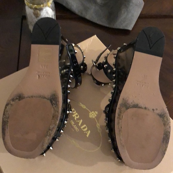 Prada Spazzolato studded Platform sandal box included box ripped. On one side - Picture 10 of 15